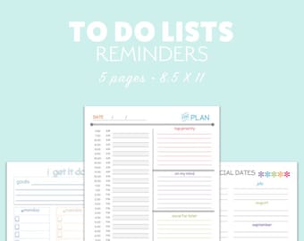TO DO List Daily Planner Printable Organize SCHEDULE Calendar pdf - Instant Download - Day Planner diy