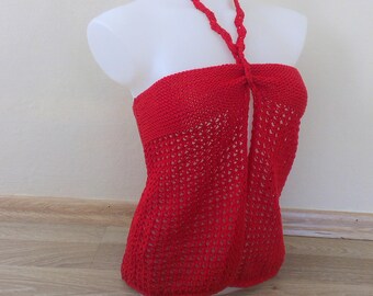 Hot Red Halter Blouse