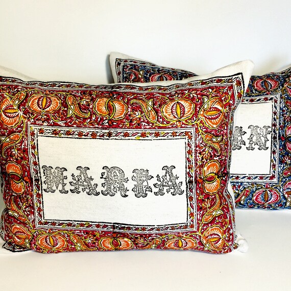 Personalised pillow , name pillow , block printed pillow , gift pillow, gift for kids, birthday pillow, love pillow