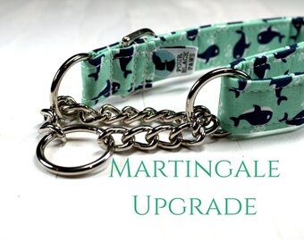 Martingale Collar UPGRADE ONLY | Silver Half Check Chain Martingale Collar Upgrade (3/4", 1" or 1.5" width upgrade)