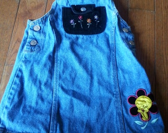 vintage girls denim dress by Looney tunes