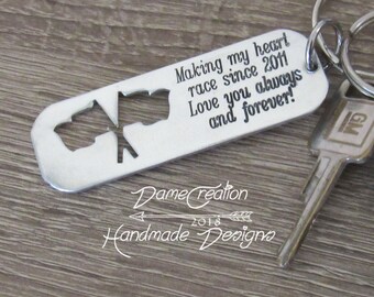 Custom Keychain, Racing Keychain, Gift for Boyfriend, Gift for Dad, Gift for Husband, Racing Mom, Racing Girlfriend, Personalize Both Sides
