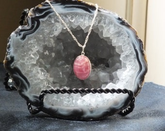 Oval Rhodochrosite Cabochon Necklace
