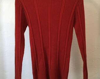 Vintage Rust High Neck Ribbed Top