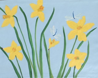 Daffodils in Spring Blue