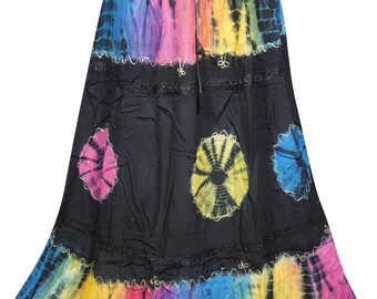 Womens Tie Dye GEORGETTE Long Skirt Summer Style Ethnic Maxi Skirts