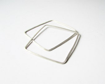Simple Bracelets - Rectangle Bangles - Silver Bracelets - Geometric Bracelet - Stacking Bangles - Thin Bangles