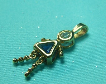 Vintage Sterling Silver Birthstone Baby Girl Charm for Bracelet Jewelry Gift for Her