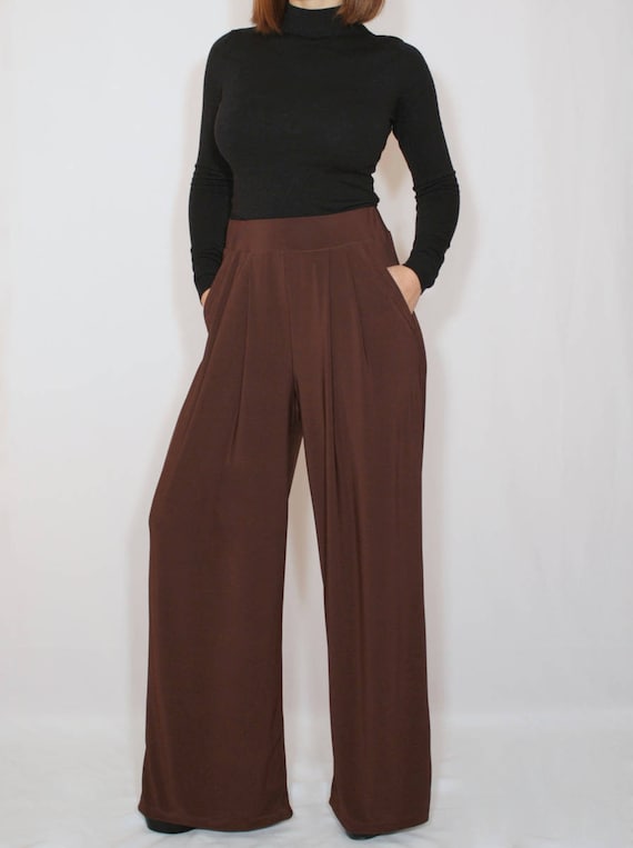 brown wide leg trousers