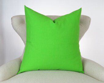 Throw Pillow Cover, Decorative Cushion, Euro Sham, Accent Pillow, Plain Pillow, Solid Color -MANY SIZES- Chartreuse Green Lime