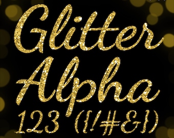 Gold glitter alphabet letters Numbers Gold alphabet clipart Digital ...