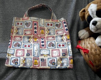Book Lunch N Small Gift Tote Bag, Freedom Print