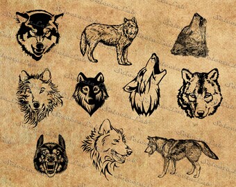 Digital SVG PNG wolf, lycanthrope, wolf head, clipart, vector, silhouette, instant download