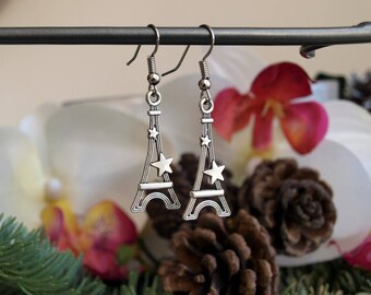 Jewelry Silver earrings "tour Eiffel" starry