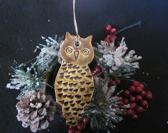 Pottery, Owl, Ornament, Christmas, Ceramic, Handmade