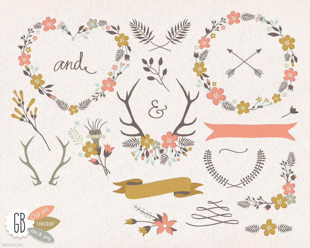 Folk Flower Wreaths Floral Clip Art Heart Shaped Wreath Folk Flower Wreaths Floral Clip Art Heart Shaped Wreath