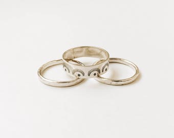 Sunray Stacker and/or Stacking Set, Sterling Silver Stacking Rings