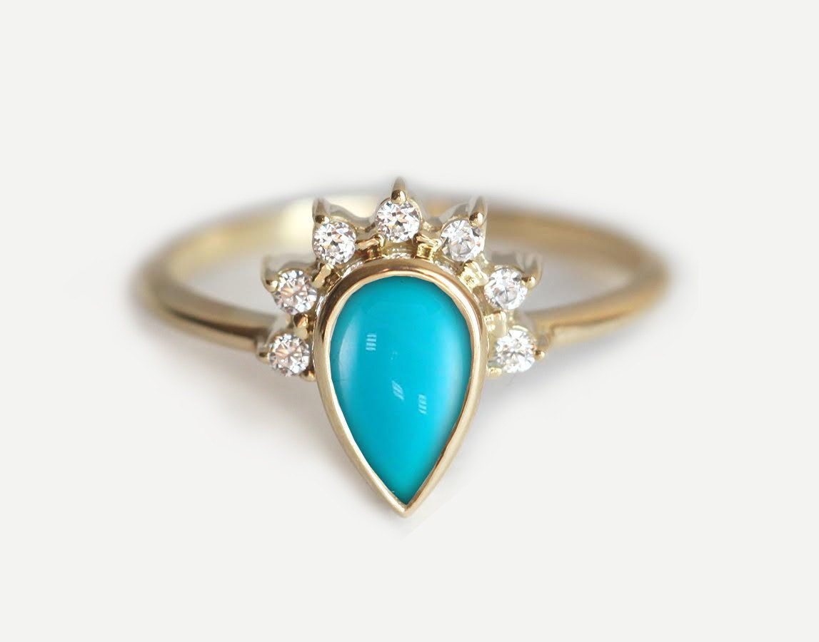 Turquoise Engagement Ring Engagement Turquoise Ring Pear