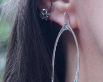 Rabbit wishbone ear studs in sterling silver