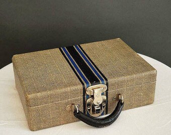 Vintage 193's Train-Travel Striped Tweed Suitcase