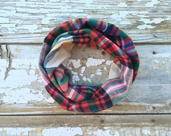 Infinity Scarf Plaid Scarf Baby Scarf Chunky Scarf Red Tan Scarf Bib Scarf Baby Toddler Scarf Baby Infinity Scarf Drool Bib Kids Scarf