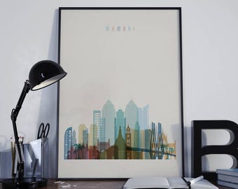 Mumbai Art Mumbai Watercolor Mumbai Multicolor Mumbai Wall Art Mumbai Wall Decor Mumbai Home Decor Mumbai Skyline Mumbai Print Mumbai Poster