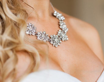 Wedding Necklace, Crystal Necklace, wedding jewelry, Bridal necklace, statement Necklace, silver necklace, bridal jewelry, Crystal jewelry