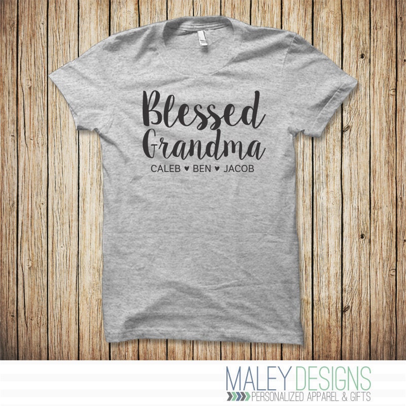 Blessed Grandma Tshirt Grandma Shirt with Names Personalized