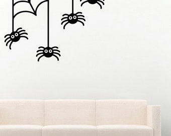 Halloween Vinyl Wall Decals Spider Web Halloween Decor Stickers Vinyl Mural MK5336