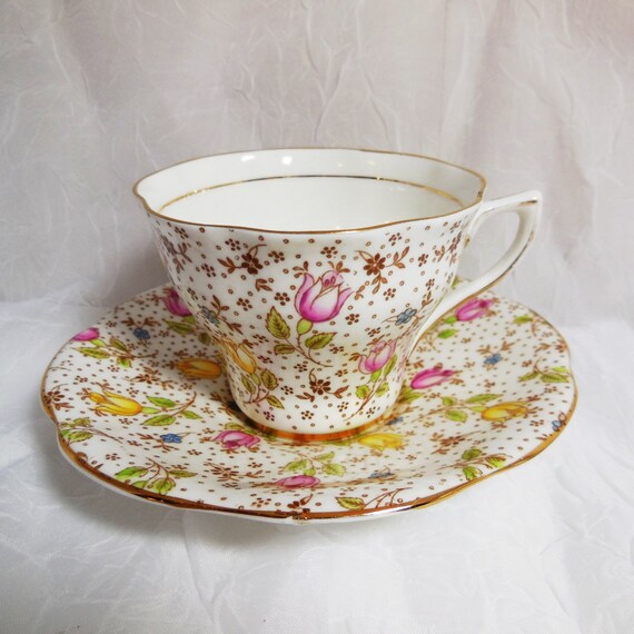 Spring Tulips, Rosina June Floral Teacup & Saucer 