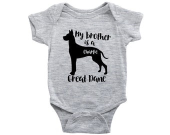 My brother is a Great Dane Baby Bodysuit, Funny Toddler Baby Shirt, Dog Baby Girl Gift, Baby Boy Clothes, Personalized Baby Shower Gift