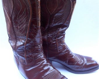 Vintage Burgundy Mens Cowboy Boots Maroon Cowboy Mens Boots Vintage Dan Post Mens Cowboy Boots Men Size 10D Cowboy Leather Western Boots