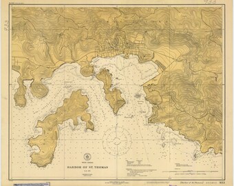 saint thomas harbor virgin islands 1920 nautical map including gallows hill cha cha