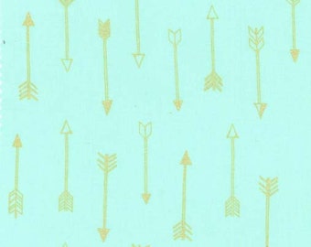 Arrows in Seafoam Metallic - Arrow Flight collection by Michael Miller fabric