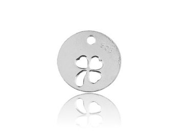 Charm with Clover inside Sterling Silver 925