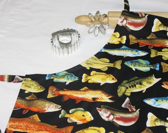 Fish Adult Apron - black
