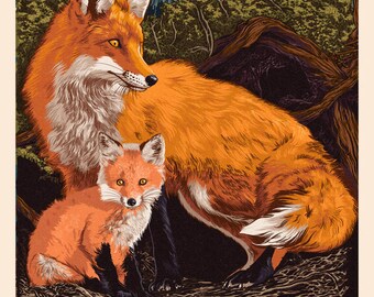 Long Lake, New York - The Adirondacks - Fox & Kit - Letterpress - Lantern Press Artwork (Art Print - Multiple Sizes Available)