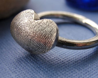 Fingerprint Ring Silver Thumbprint Ring in Sterling Silver