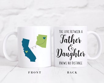 Long Distance State Coffee Mug, Father's Day Gift, State To State Mug, The Love Between A Father And Daughter Knows No Distance