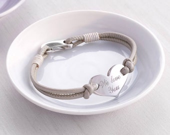 Personalised Heart Leather Bracelet (HBB36)