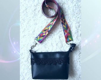 Black messenger bag, handbag, shoulder bag Micheline