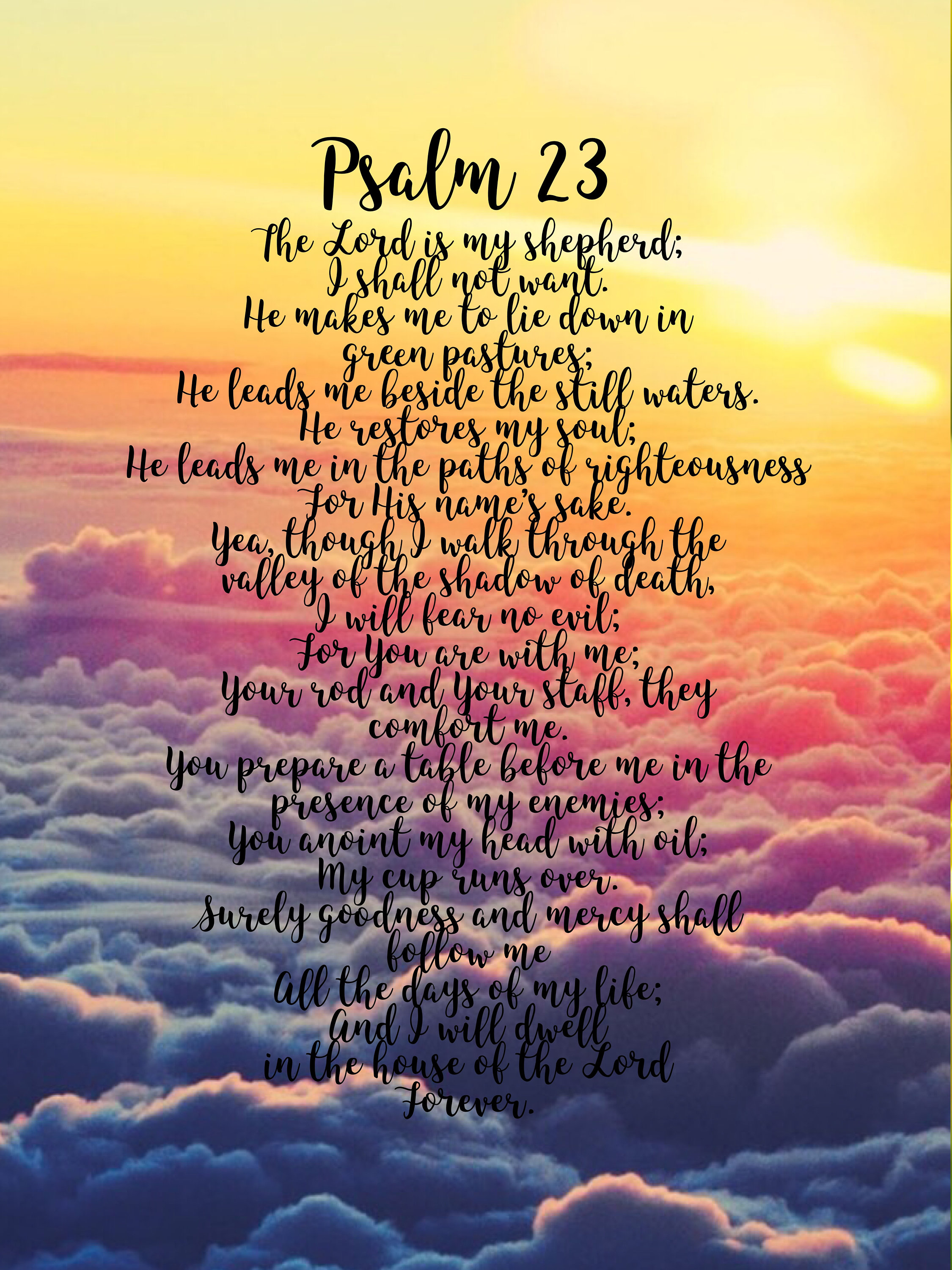 Printable Psalm 23 poster Art Print. DOWNLOAD. PSALM 23 PRINT.