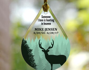 Personalized Hunting Memorial Tear Drop Glass Ornament, memorial gift, memorial ornament, Christmas, hunter -gfyL11771111-hunt