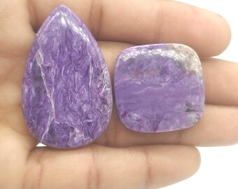 2 Piece Enchanting Charoite Cabochon Gemstone,Russian Charoite Stone,,Charoite Oval Shape,Charoite Cabochon,Wirewrap Pendant Charoite Stone