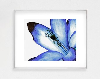 Plant Print, Blue Flower Poster, Botanical Poster, Botanical Wall Art, Watercolor Flower, Botanical Prints, Botanical Art, Flower Painting