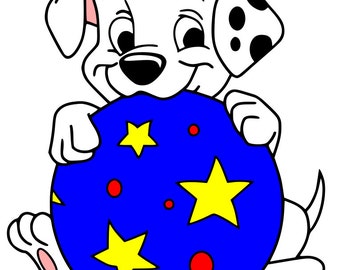 Dalmatian Puppy with a Ball - svg file