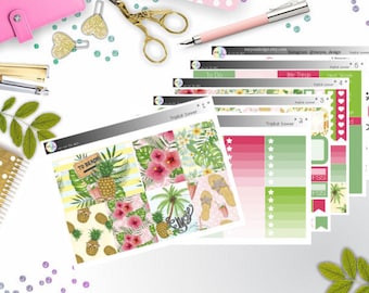 weekly kit - tropical summer (Erin Condren and Happy Planner Stickers)