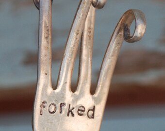 FORKED twisted funky Garden Art Vintage Fork hand stamped