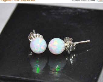 6mm Ball Stud Post earrings, Opal Earrings, Sterling Silver Earrings, Australian Opal, 925 Sterling Silver