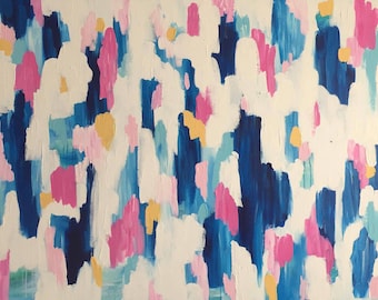 Tickled Pink - Extra Large Original Abstract Acrylic Painting - 36"x48"x1.5"